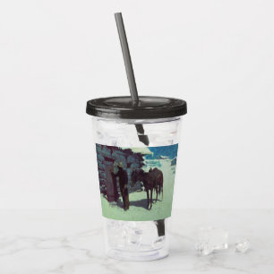 Horse and Cowboy Winter Snow Acrylic Tumbler