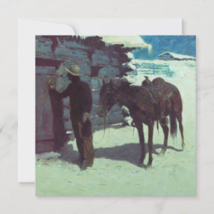 Horse and Cowboy Winter Snow Invitation