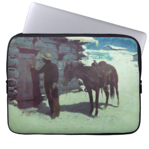 Horse and Cowboy Winter Snow Laptop Sleeve