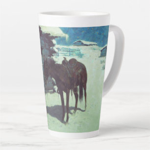 Horse and Cowboy Winter Snow Latte Mug
