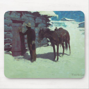 Horse and Cowboy Winter Snow Mouse Mat