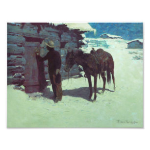 Horse and Cowboy Winter Snow Photo Print