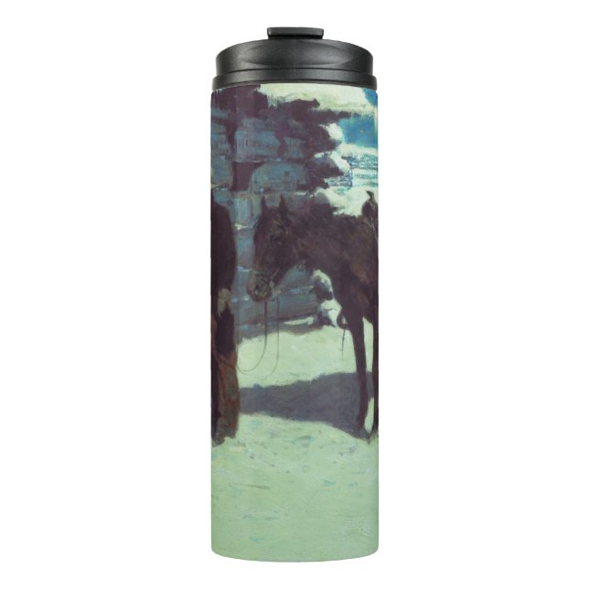 Horse and Cowboy Winter Snow Thermal Tumbler (Front)