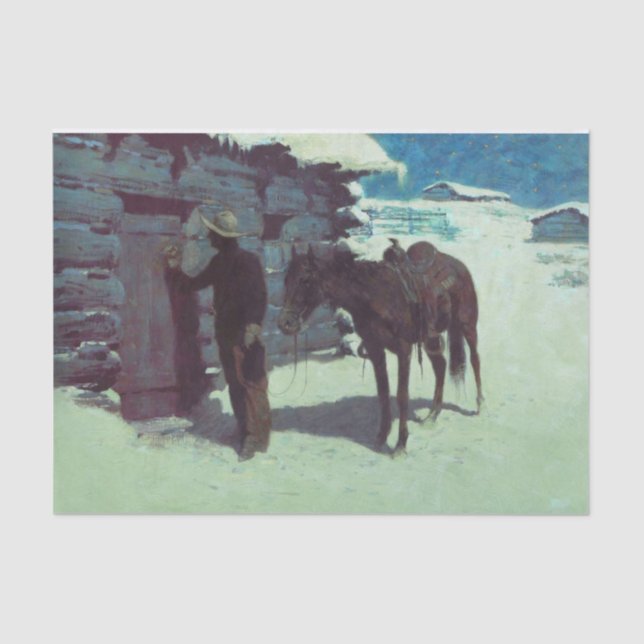 Horse and Cowboy Winter Snow Tissue Paper (Front)