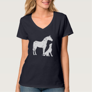HORSE and DOG Motif for women and men. Horse Dog L T-Shirt