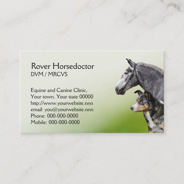 Horse and dog vet appointment and business card (Front)