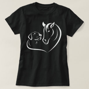 Horse and Dog Women and Men Motif Horse Dog Lover T-Shirt