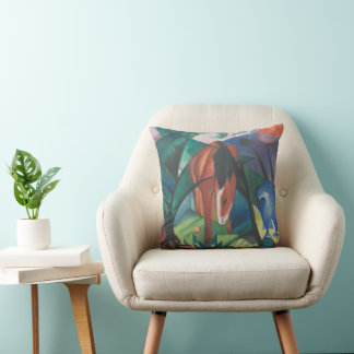 Horse and Eagle by Franz Marc, Vintage Cubism Art Cushion