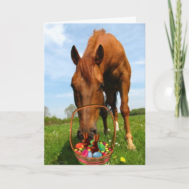Horse and Easter Basket Holiday Card (Front)