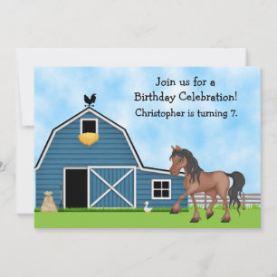 Horse and Farm Birthday Invitation for Boys