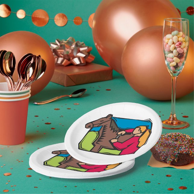 Horse And Farm Girl Paper Plate (Creator Uploaded)