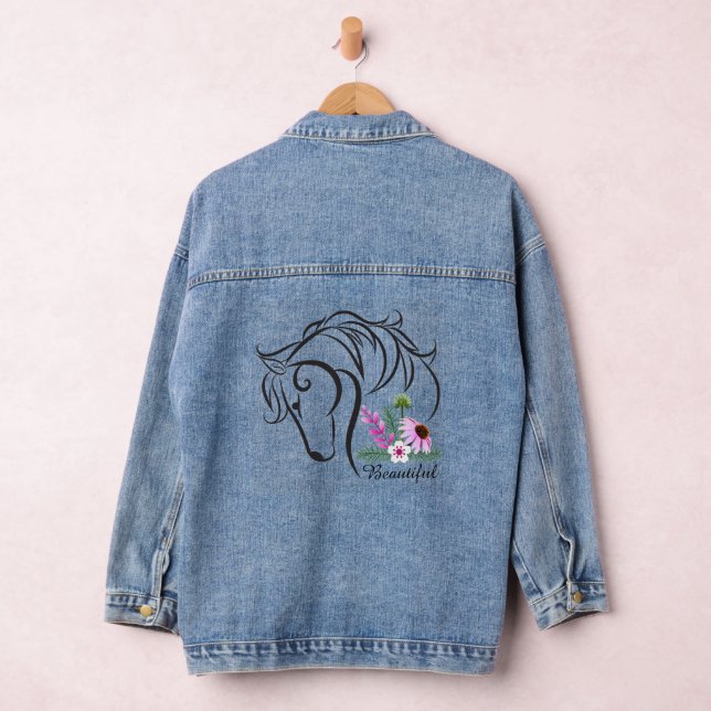 Horse And Flowers Denim Jacket (Hangar)