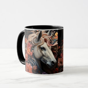 Horse and flowers, Equestrian Gift, Horse Riding Mug