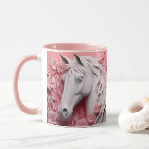 Horse and flowers, Equestrian Gift, Horse Riding Mug