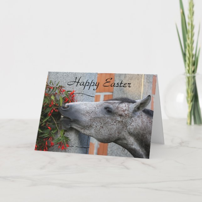 Horse and Flowers Happy Easter Card (Front)