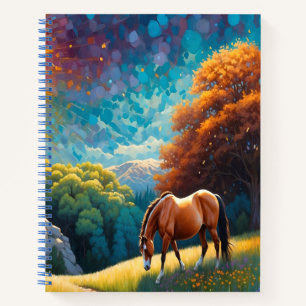 Horse and Flowers in a colourful meadow Notebook