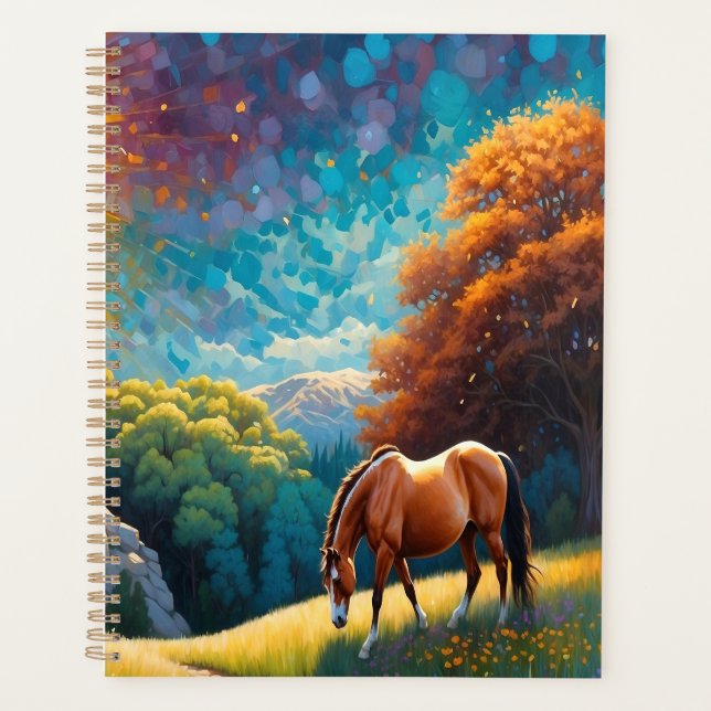 Horse and Flowers in a colourful meadow Planner (Front)