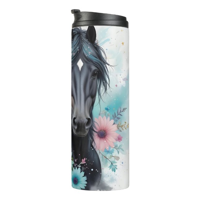 Horse and Flowers  Thermal Tumbler (Rotated Right)