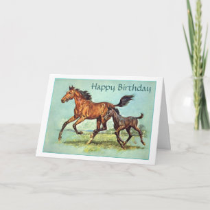 Horse and Foal Birthday Card