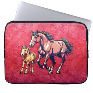 Horse and Foal on Textured Background Laptop Sleeve