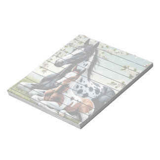 Horse and Foal Resting Amid Blossoming Trees Notepad