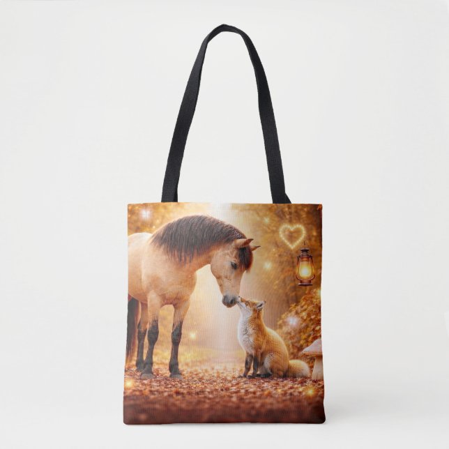 Horse and Fox Fantasy Tote Bag (Front)