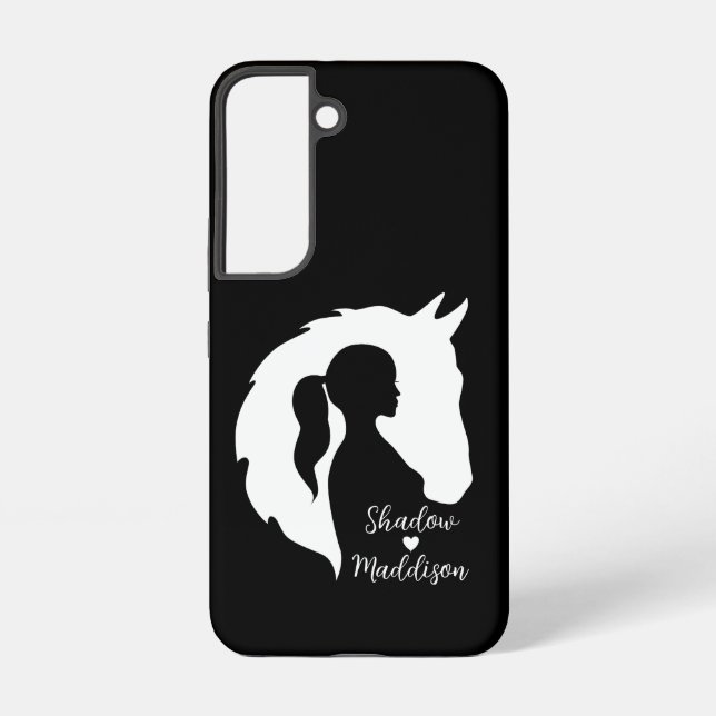 Horse and girl horse lover silhouette heart samsung galaxy s22 case (Back)