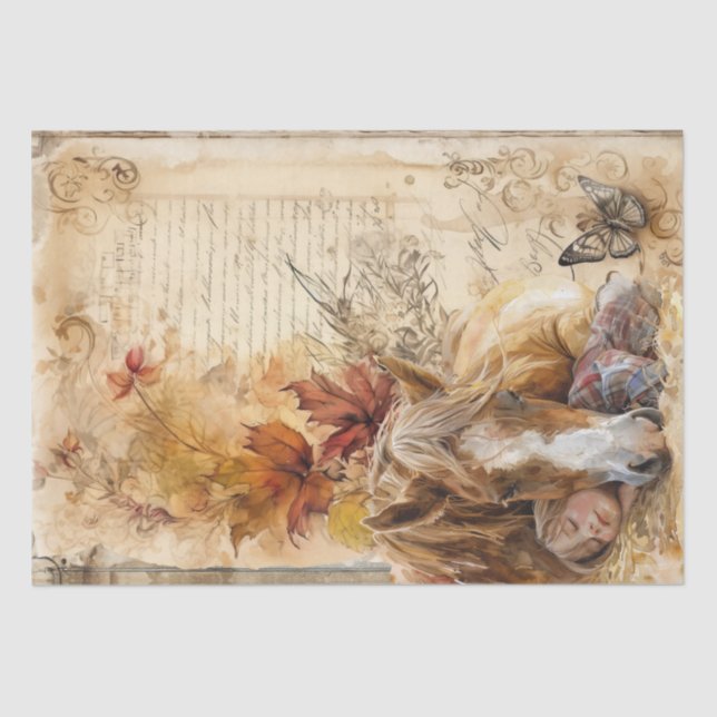 Horse And Girl In Barn Asleep "Best friends" Tissue Paper (Front)
