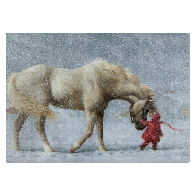 Horse and Girl in Winter Cutting Board (Front)