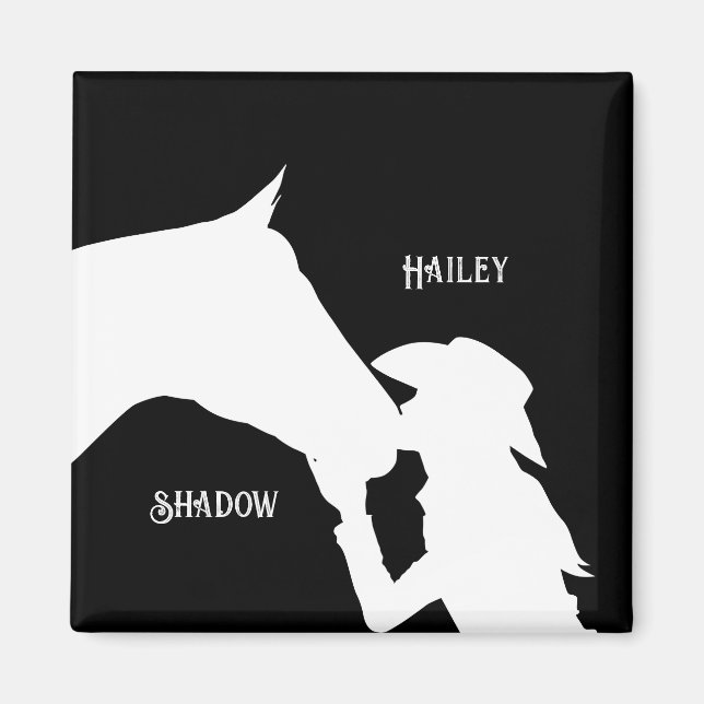 Horse and girl kiss Cowgirl western Magnet (Front)