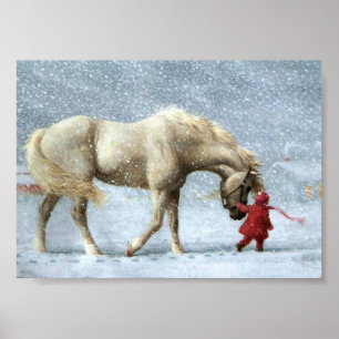 Horse and Girl Winter Poster