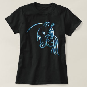 Horse and Girl Women Girls Teens Horseriding Art T-Shirt