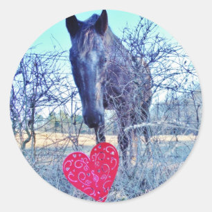 Horse and  Heart Classic Round Sticker