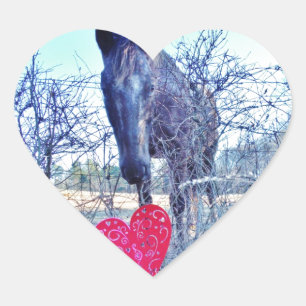 Horse and  Heart Heart Sticker