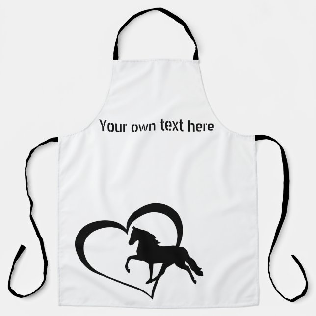 Horse and Heart in black. Editable text.  Apron (Front)