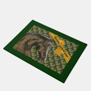 Horse And Holly Christmas Holiday  Doormat
