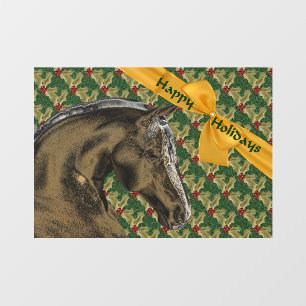 Horse And Holly Christmas Holiday   Window Cling