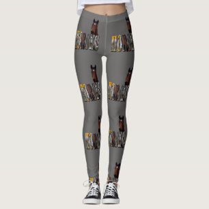 Horse And Horses Picture Logo, Grey Leggings