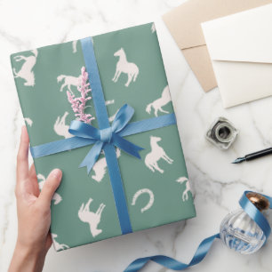 Horse and Horseshoe Equestrian Wrapping Paper