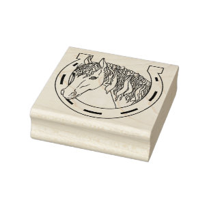 Horse and Horseshoe Rubber Stamp