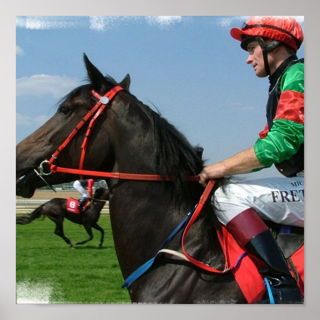 Horse and Jockey Poster Print (Front)