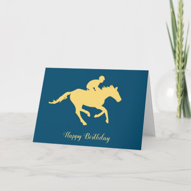 Horse and Jockey Racing Birthday Card (Front)