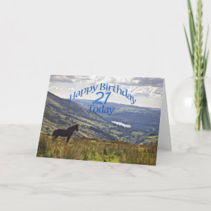 Horse and landscape 21st birthday card