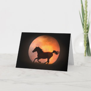 Horse and Moon Birthday Greeting Card