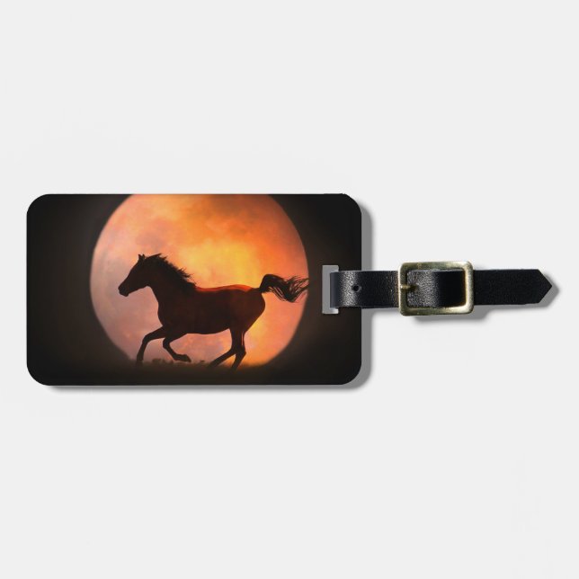 Horse and Moon Luggage Tag (Front Horizontal)