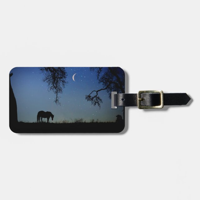 Horse and Moon Luggage Tag (Front Horizontal)