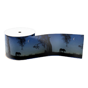 Horse and Moon Ribbon Grosgrain Ribbon