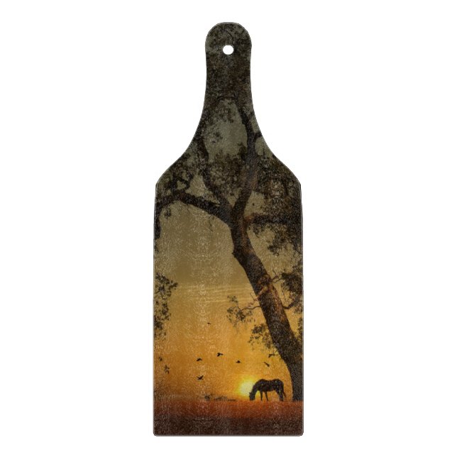 Horse and Oak Tree Cheese Cutting Board (Front)