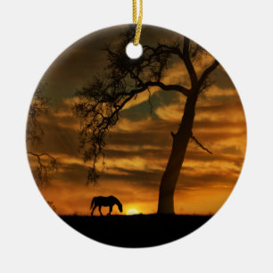 Horse and Oak Tree Ornament