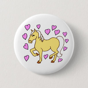 Horse and Pink Hearts 6 Cm Round Badge